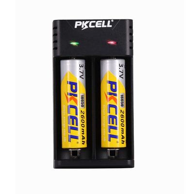 PKcell 18650 Oplader + 2 batterier