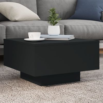 vidaXL Sofabord med LED-lys svart 55x55x31 cm