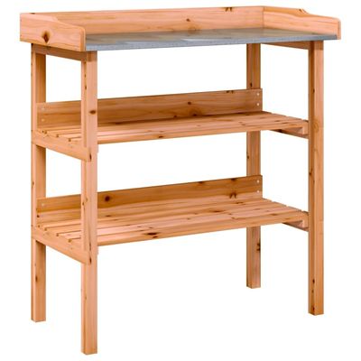 vidaXL Plantebord med hyller brun 78x38x82,5 cm heltre gran