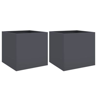 vidaXL Plantekasser 2 stk antrasitt 49x47x46 cm stål