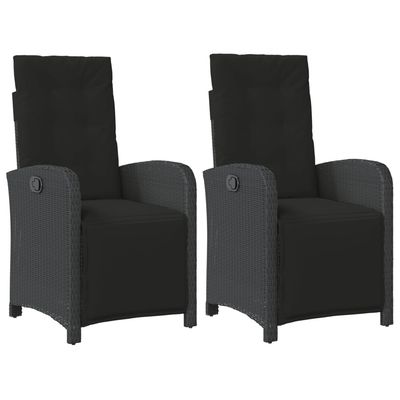 vidaXL havestole 2 stk. med lænefunktion og fodstøtte polyrattan sort