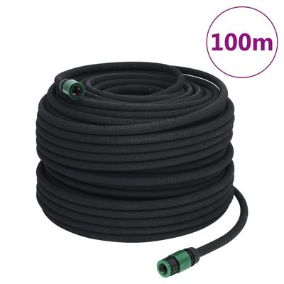 vidaXL siveslange 0,6" 100 m gummi sort