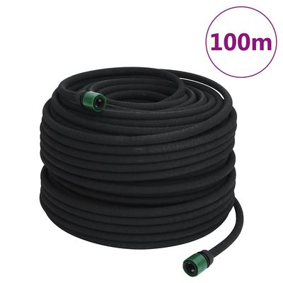 vidaXL siveslange 0,6" 100 m gummi sort