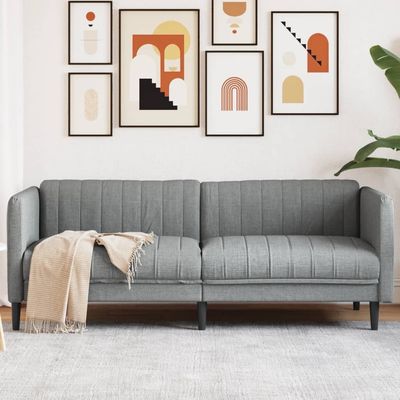 vidaXL Soffa 3-sits ljusgrå tyg