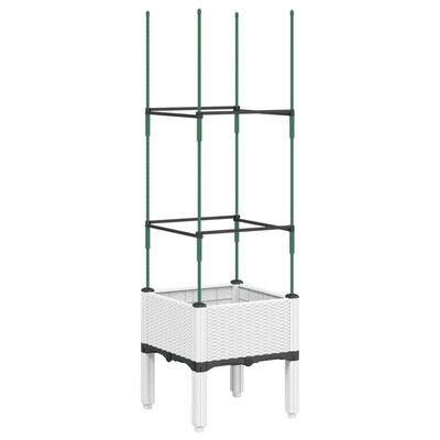 vidaXL Plantekasse med espalier hvit 40x40x142,5 cm PP