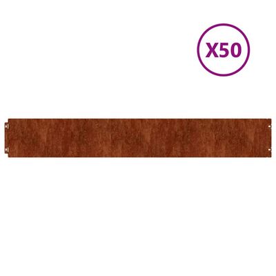 vidaXL plænekanter 50 stk. 15x103 cm fleksibel cortenstål