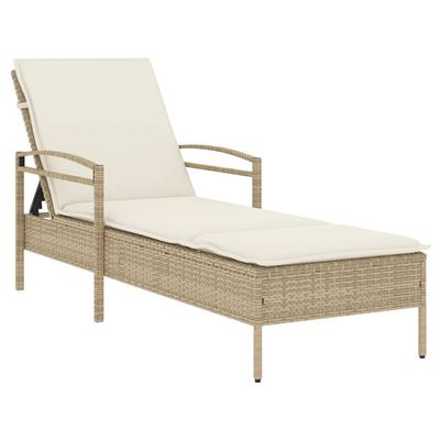 vidaXL Solsäng med dyna beige 63x200x81 cm konstrotting