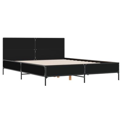 vidaXL Sängram svart 160x200 cm konstruerat trä och metall