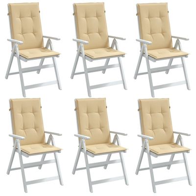 vidaXL stolehynder med høj ryg 6 stk. 120x50x7 cm stof beige