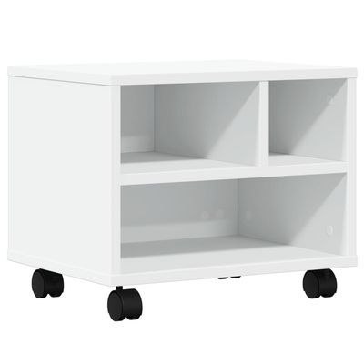 vidaXL Skriverstativ med hjul hvit 41x32x34,5 cm