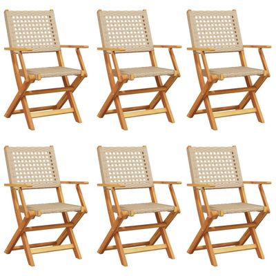 vidaXL foldbare havestole 6 stk. polyrattan beige