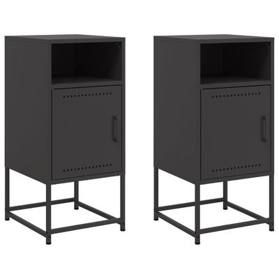 vidaXL Nattbord 2 stk svart 36x39x78 cm stål