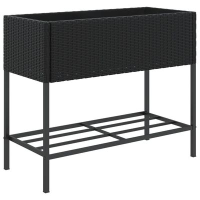 vidaXL plantekasse med hylde polyrattan sort
