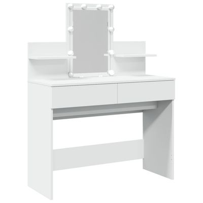 vidaXL Sminkebord med LED hvit 100x40x130 cm