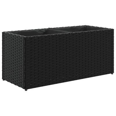 vidaXL Plantekasse med 2 potter svart 72x30x32 cm polyrotting