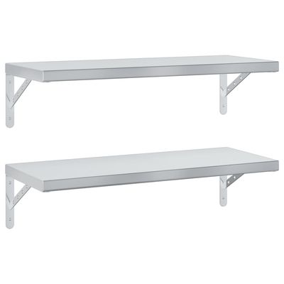 vidaXL Vegghyller 2 stk 75x30 cm sølv rustfritt stål