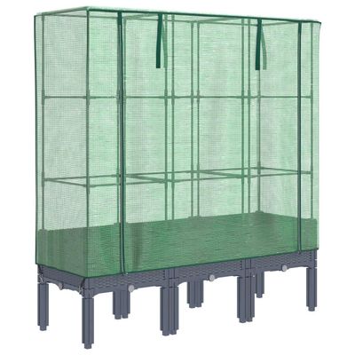 vidaXL højbed med drivhusovertræk 120x40x140 cm rattan-look