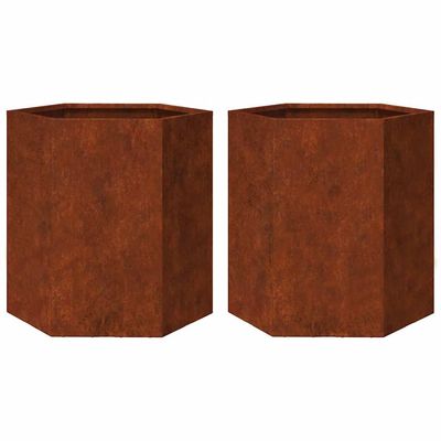 vidaXL Havekrukker 2 stk 46x40x45 cm sekskantet Forvitringsstål