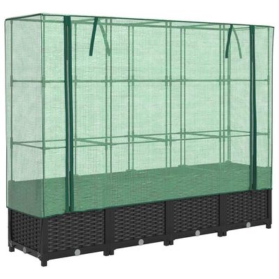vidaXL Høybed med drivhustrekk rottinglook 160x40x138 cm