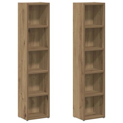 vidaXL CD-hyllor 2 st artisian ek 21x16x93,5 cm konstruerat trä
