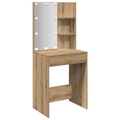 vidaXL Sminkbord med LED artisan ek 60x40x140 cm