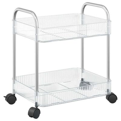 vidaXL Oppbevaringsvogn 2-lags gjennomsiktig 37x28x43,5 cm akryl