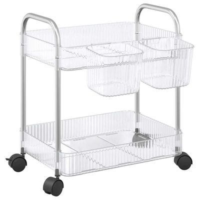 vidaXL Oppbevaringsvogn 2-lags gjennomsiktig 37x28x43,5 cm akryl