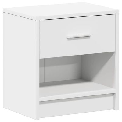 vidaXL Nattbord med skuff hvit 39x28x41 cm