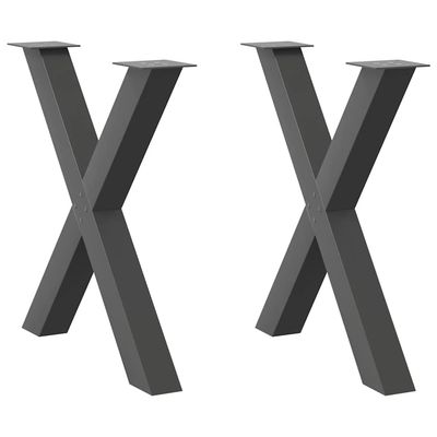 vidaXL Spisebordben X-formet 2 stk antrasitt 70 x (72-73) cm stål