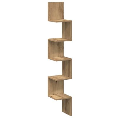 vidaXL væghængt hjørnehylde 20x20x127,5 cm konstrueret træ kunsteg
