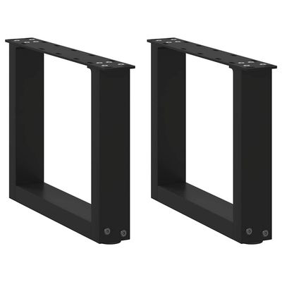 vidaXL Salongbordben U-formet 2 stk svart 30x(30-31) cm stål