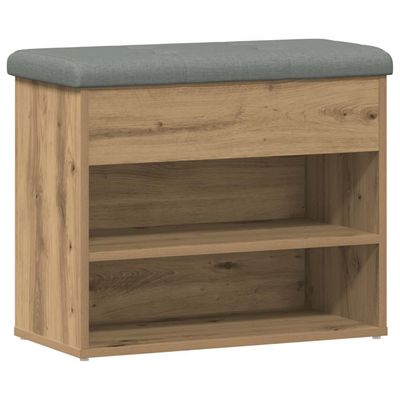 vidaXL Skobänk hantverksmässig ek 62x32x50 cm konstruerat trä