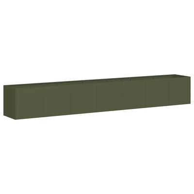 vidaXL Plantekasse olivengrønn 280x40x40 cm kaldvalset stål