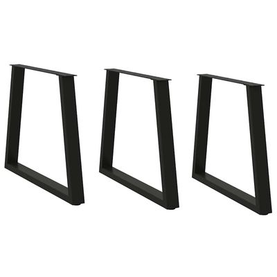 vidaXL Matbordsben V-formade 3 st svart 70x(72-73,3) cm stål