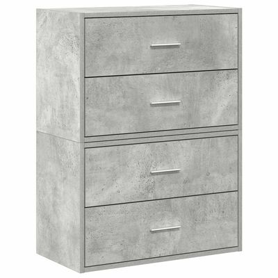 vidaXL Skap med 2 skuffer 2 stk betonggrå 60x31x40 cm konstruert tre