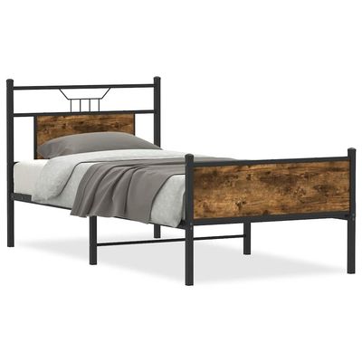vidaXL Sengeramme uten madrass røkt eik 90x200 cm konstruert tre