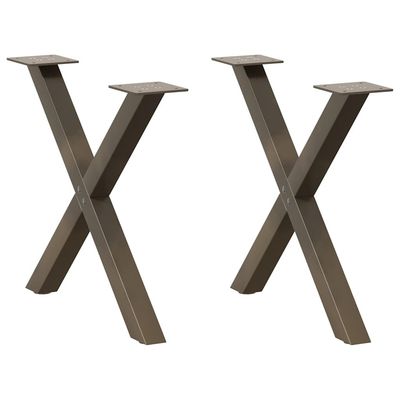 vidaXL Salongbordben X-formet 2 stk naturstål 60 x (42-43) cm stål