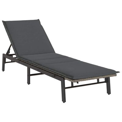 vidaXL liggestol med hynde polyrattan grå