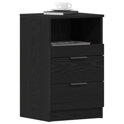 vidaXL Nattbordskap med skuff Svart Eik 40 x 35 x 65 cm Konstruert tre
