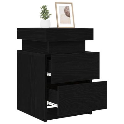 vidaXL Nattbordskap 2 pcs Svart Eik 35 x 39 x 55 cm Konstruert tre
