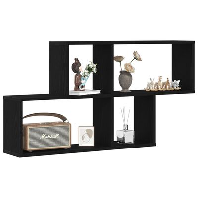 vidaXL Vägghylla Svart ek Hållbart trä 75.8*18*53 Väggmonterat Skåp