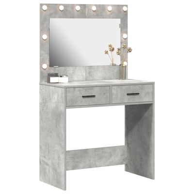 vidaXL Make-up Bord Betongrå 78.5 x 41 x 135 cm Konstrueret træ