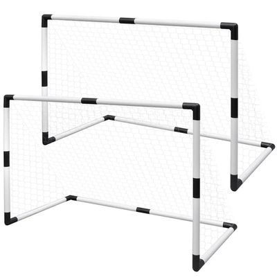 vidaXL Minifotballmålsett med stolper og nett 2 stk for barn 91,5x48x61 cm