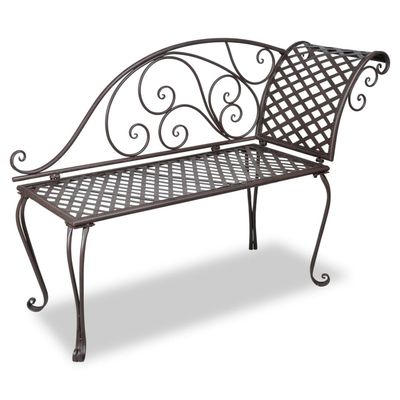 vidaXL Trädgårdsbänk schäslong 128 cm antikbrun