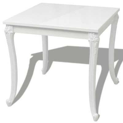 vidaXL Spisebord 80x80x76 cm Høyglans Hvit
