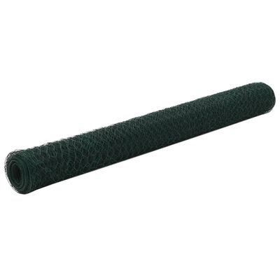 vidaXL Trådgjerde kylling stål med PVC-belegg 25x1,2 m grønn