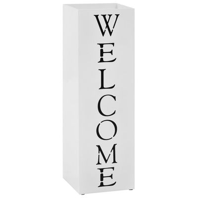 vidaXL Paraplyställ welcome stål vit