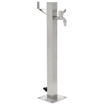 vidaXL Vattenpost för trädgården 65 cm rostfritt stål fyrkantig