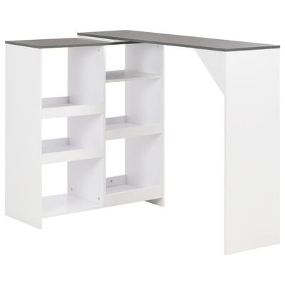 vidaXL Barbord med flyttbar hylle hvit 138x39x110 cm