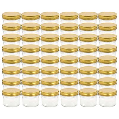 vidaXL Syltburkar i glas med guldfärgade lock 48 st 110 ml